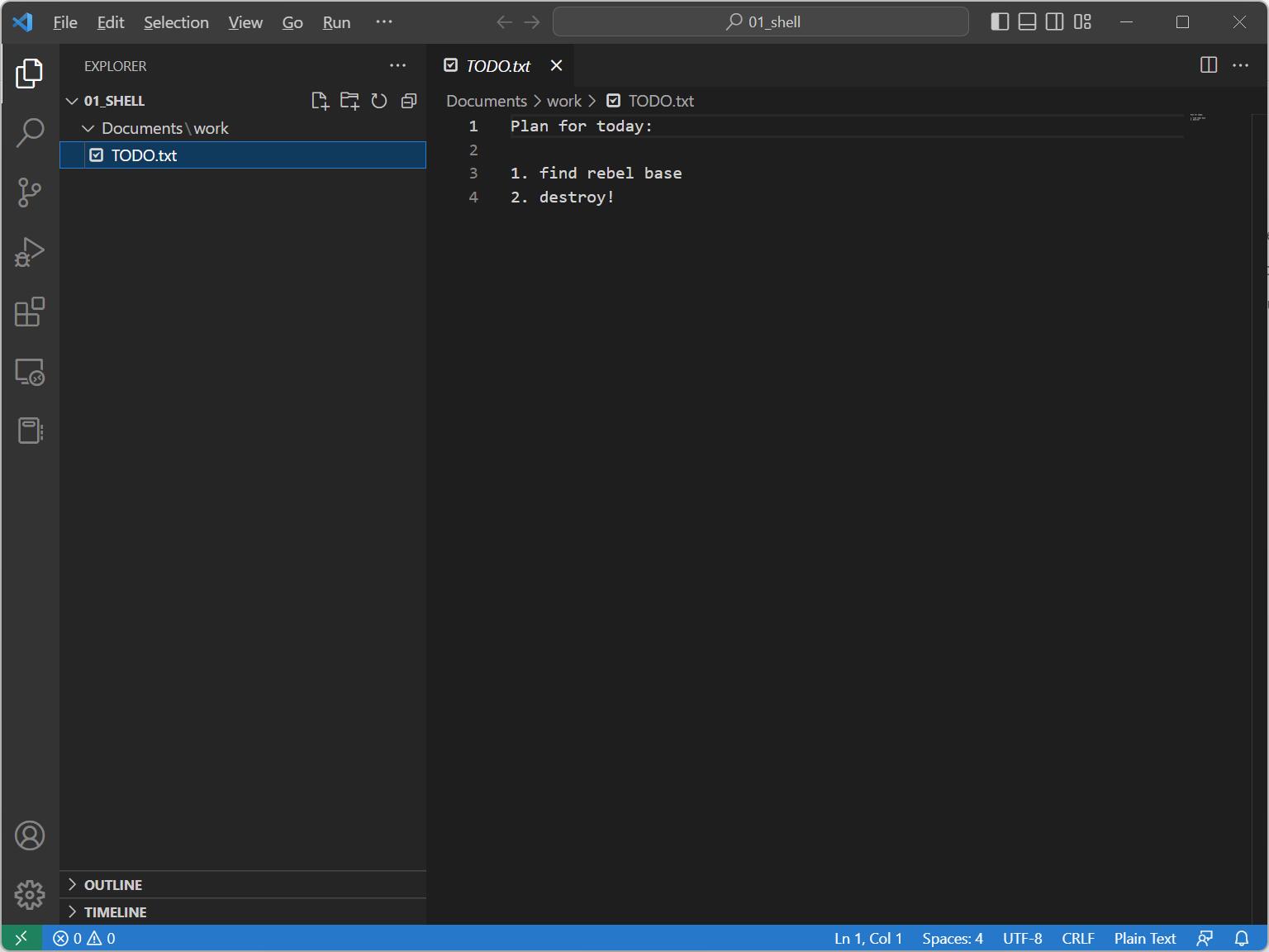 Visual Studio Code todo list